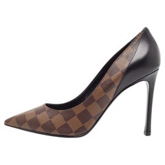 Louis Vuitton Black Damier Ebene Canvas Chérie Pumps Size 38.5