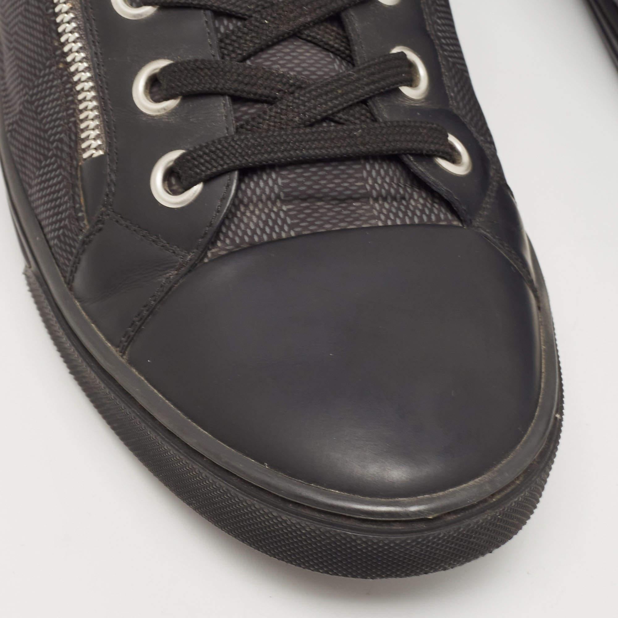 Louis Vuitton Black Damier Ebene Nylon and Leather Sneakers Size 43 1
