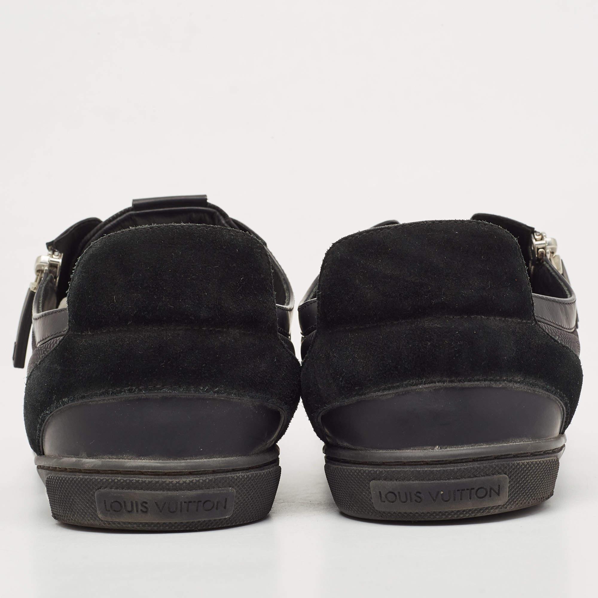 Louis Vuitton Black Damier Ebene Nylon and Leather Sneakers Size 43 2