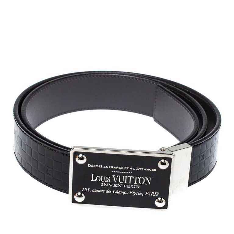Louis Vuitton Black Damier Embossed Leather Inventeur Belt 95CM at 1stDibs