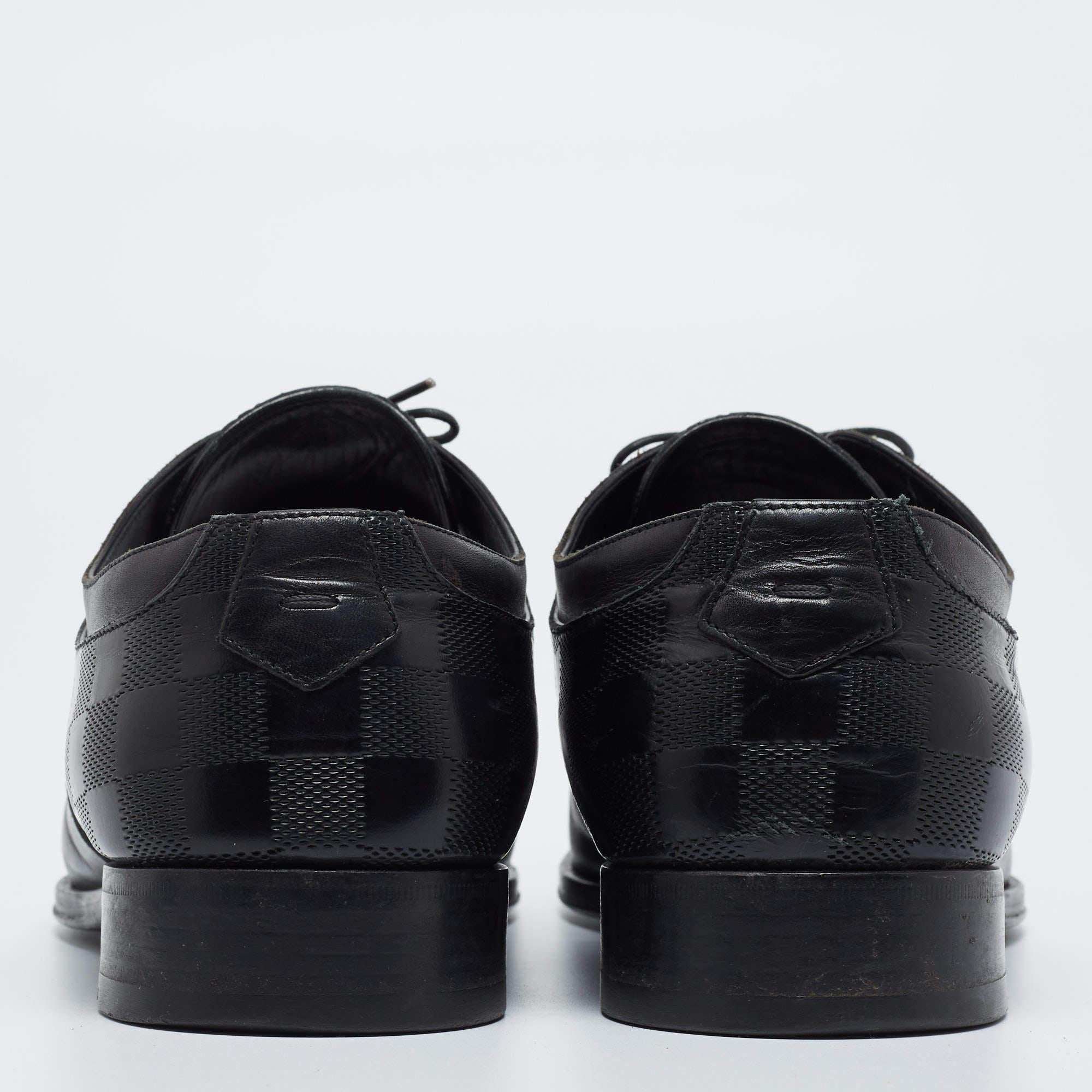 Louis Vuitton Black Damier Embossed Leather Lace-Up Derby Size 43 3