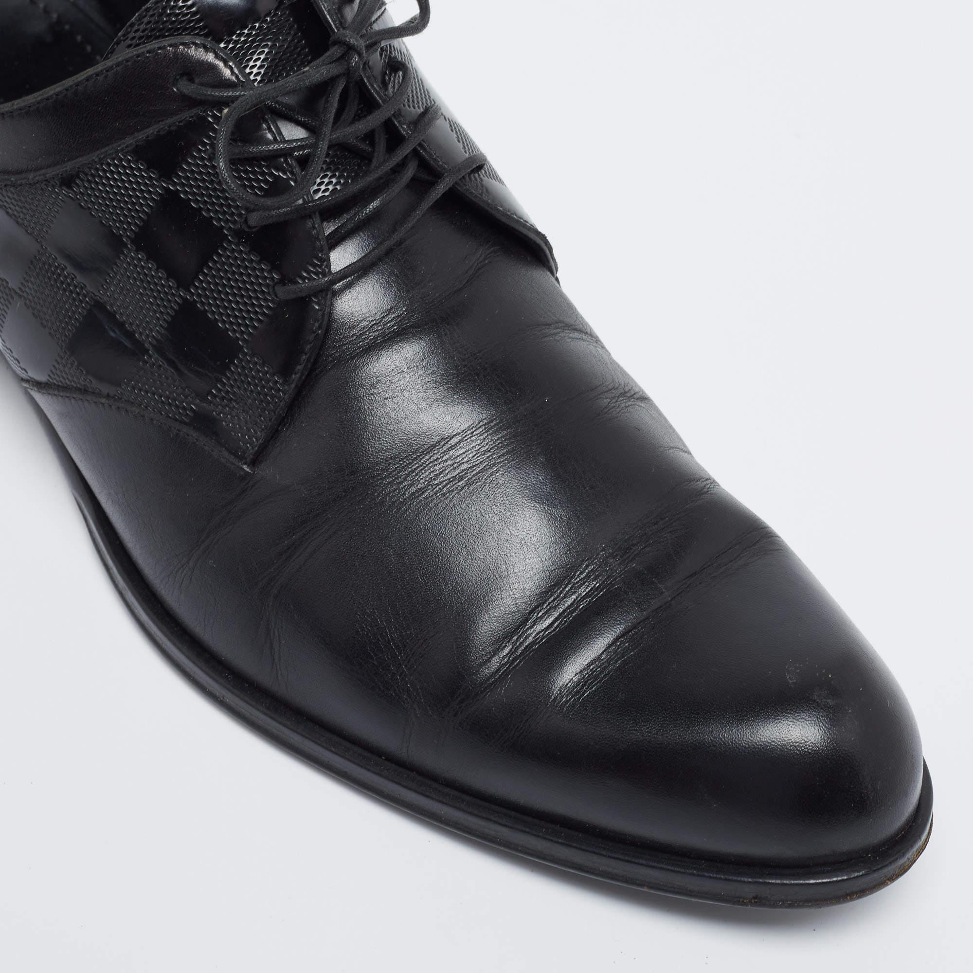 Louis Vuitton Black Damier Embossed Leather Lace-Up Derby Size 43 4