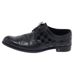 Louis Vuitton Black Damier Embossed Leather Lace-Up Derby Size 43