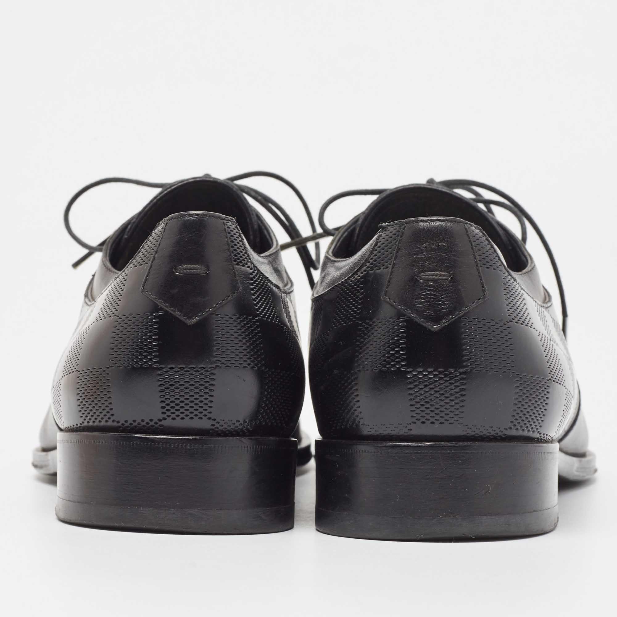 Louis Vuitton Black Damier Embossed Leather Lace Up Oxford Size 43 1