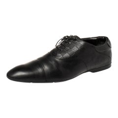 Louis Vuitton Black Damier Embossed Leather Lace Up Oxfords Size 45