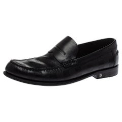 Louis Vuitton Black Leather Damier Embossed Santiago Loafers Size