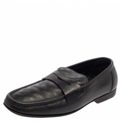 Louis Vuitton Black Damier Embossed Santiago Loafers Size 41.5