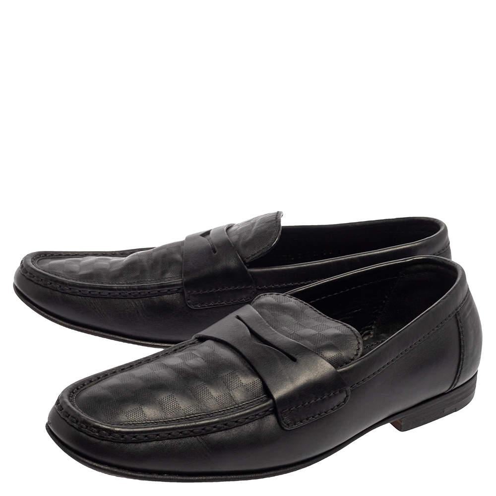Men's Louis Vuitton Black Damier Embossed Santiago Loafers Size 41.5