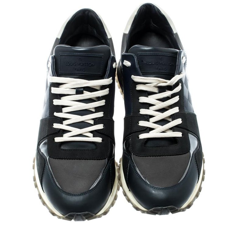 Louis Vuitton Black Damier Fabric And Leather Trim Lace Up Sneakers Size 41.5 For Sale at 1stdibs