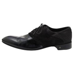 Louis Vuitton Black Damier Fabric, Suede and Leather Lace Up Oxfords Size 43