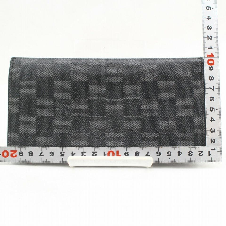 Louis Vuitton Black Damier Graphite Brazza Long Bifold Portefeuille 871035 For Sale 2