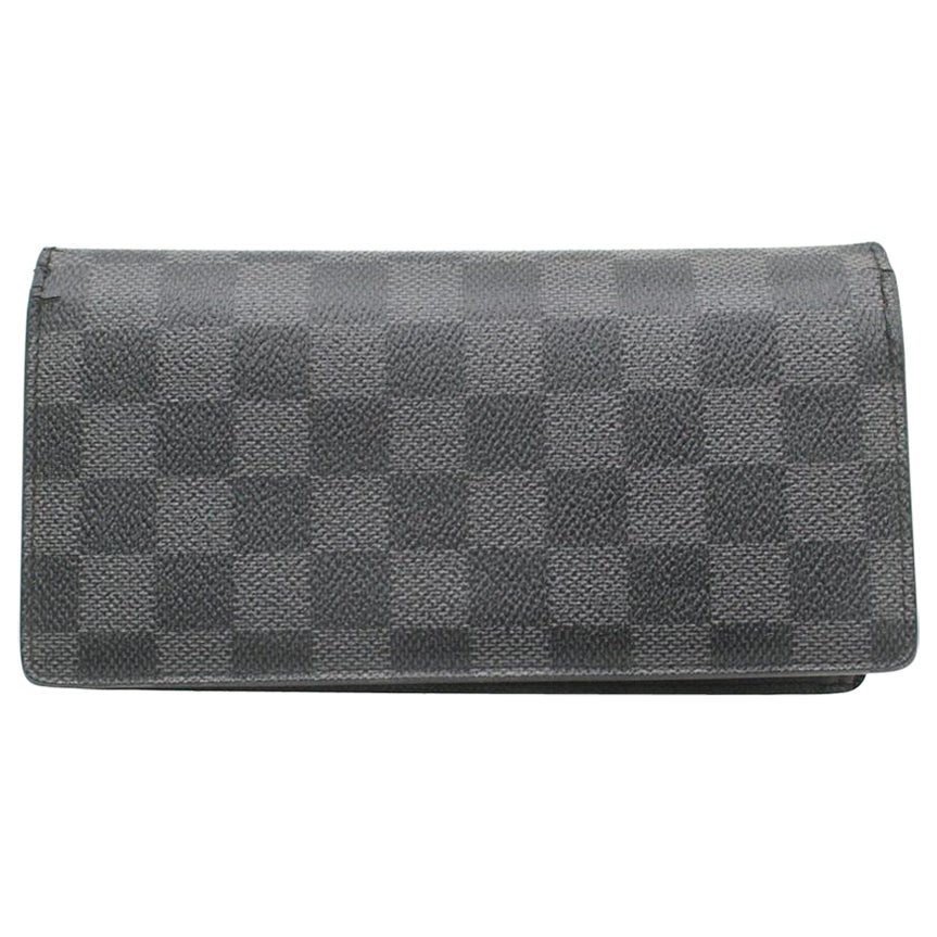 Louis Vuitton Black Damier Graphite Brazza Long Bifold Portefeuille 871035