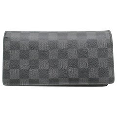 Louis Vuitton Schwarzer Damier Graphit Brazza Langer Bifold Portefeuille 871035, schwarzer Damier
