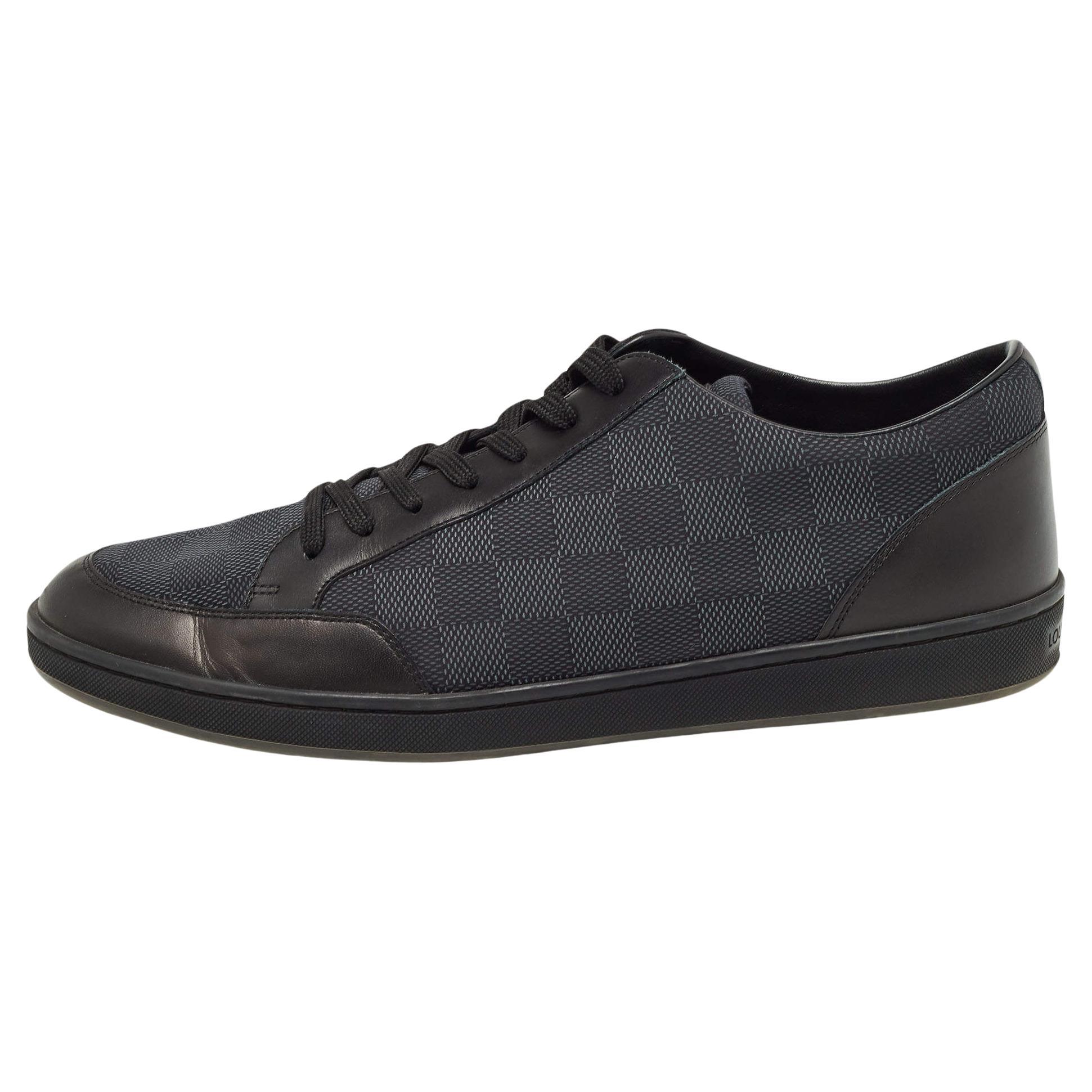 Louis Vuitton Black Damier Graphite Canvas and Leather Offshore Low Top Sneakers For Sale