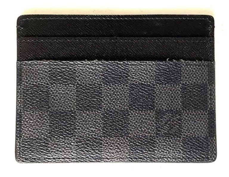 Authentic Louis Vuitton Men's graphite small card case/wallet in patent  leather
