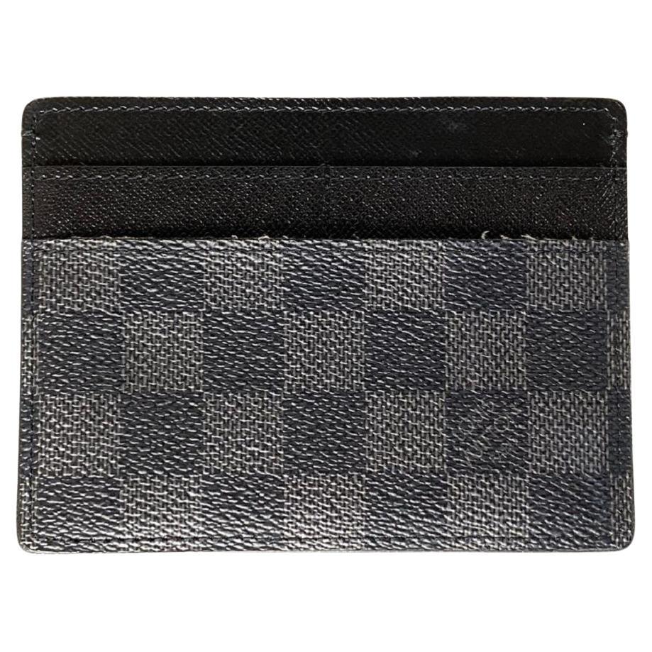 Louis Vuitton Black Damier Graphite Card Case Id Holder 5lva629 Wallet For Sale