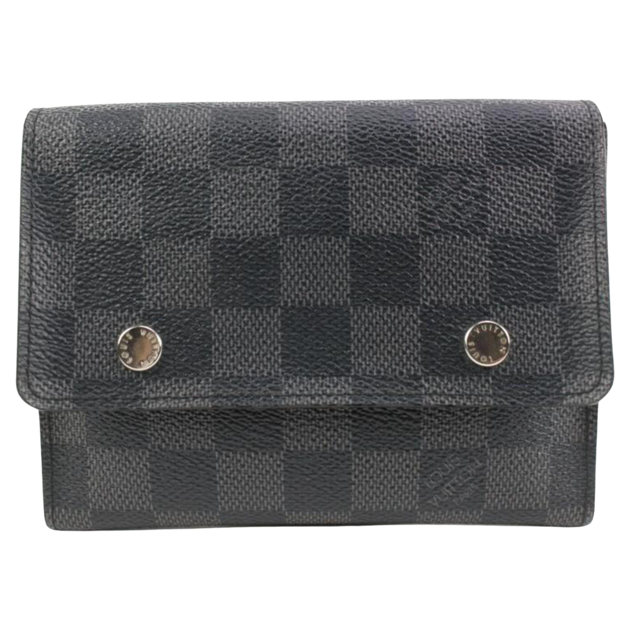 Louis Vuitton Black Damier Graphite Compact Snap Wallet 2lk318s For Sale