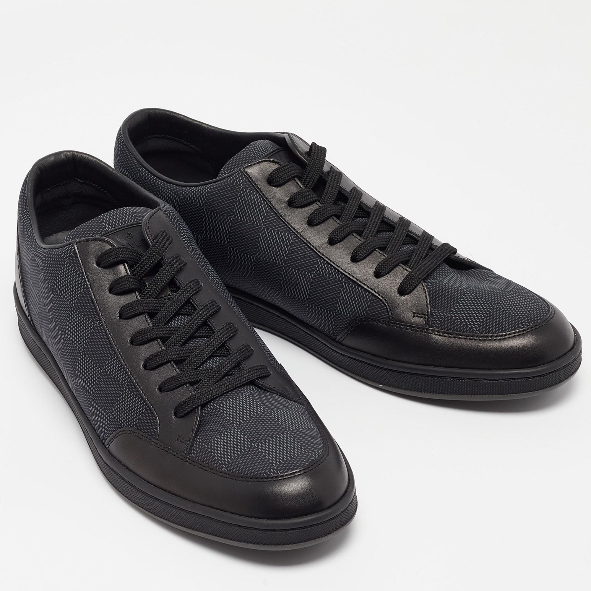 Men's Louis Vuitton Black Damier Graphite Fabric Offshore Sneakers Size 40.5