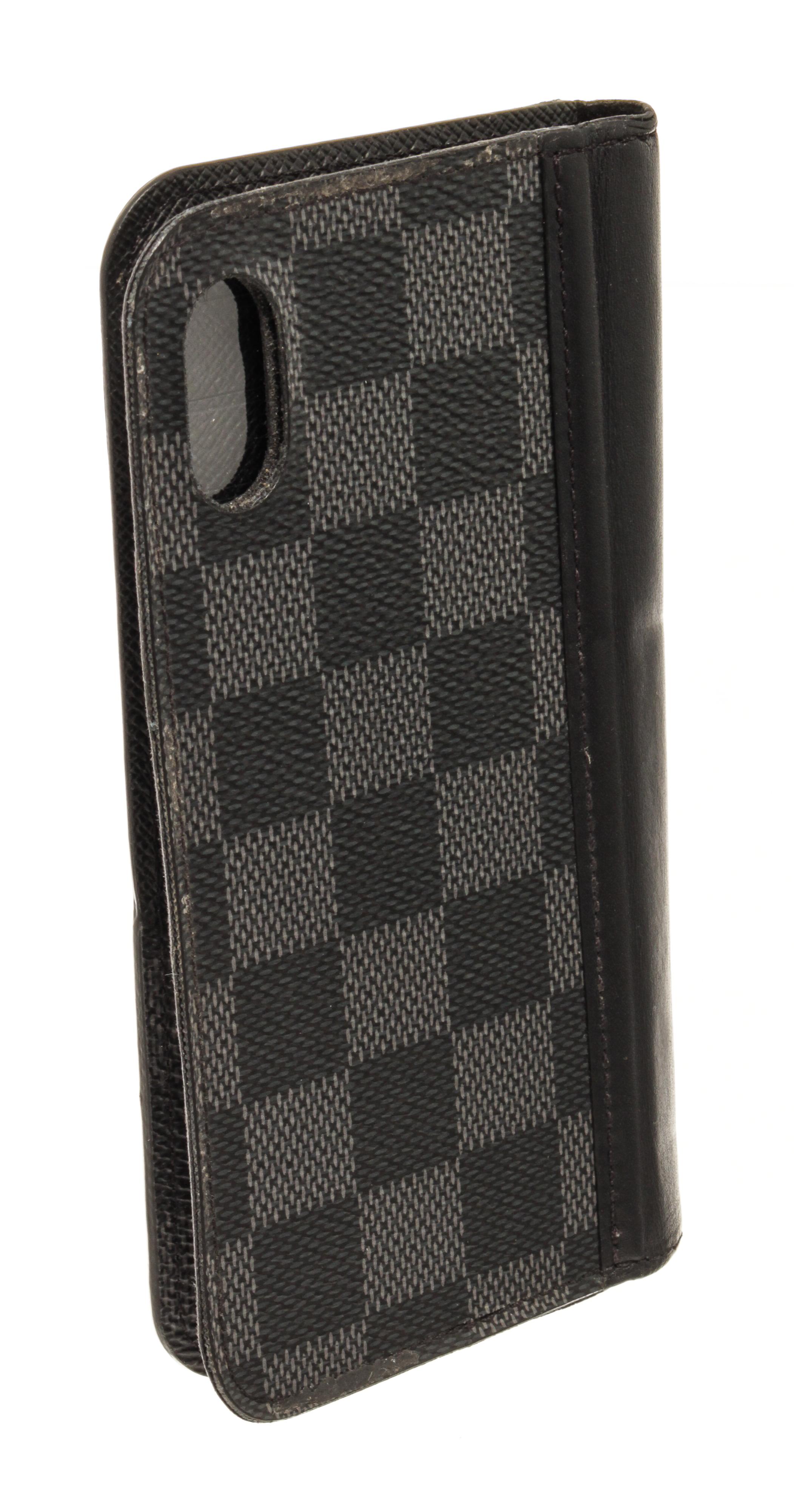 Louis Vuitton Black Damier Graphite Iphone X Folio Cover Case In Good Condition In Irvine, CA