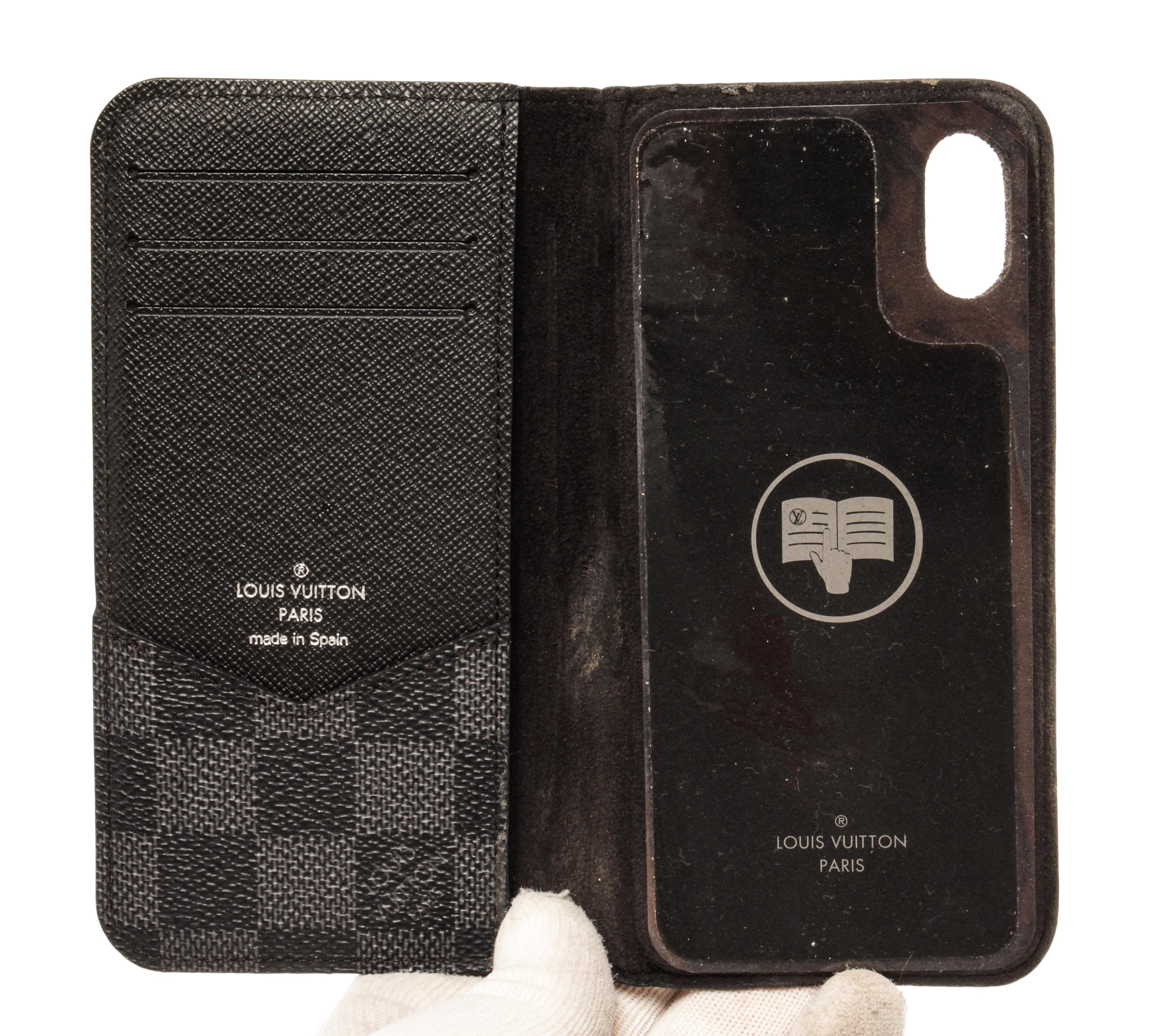 Louis Vuitton Black Damier Graphite Iphone X Folio Cover Case 1