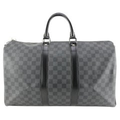 Louis Vuitton Black Damier Graphite Keepall Bandouliere 45 Duffle Bag 29lk624s
