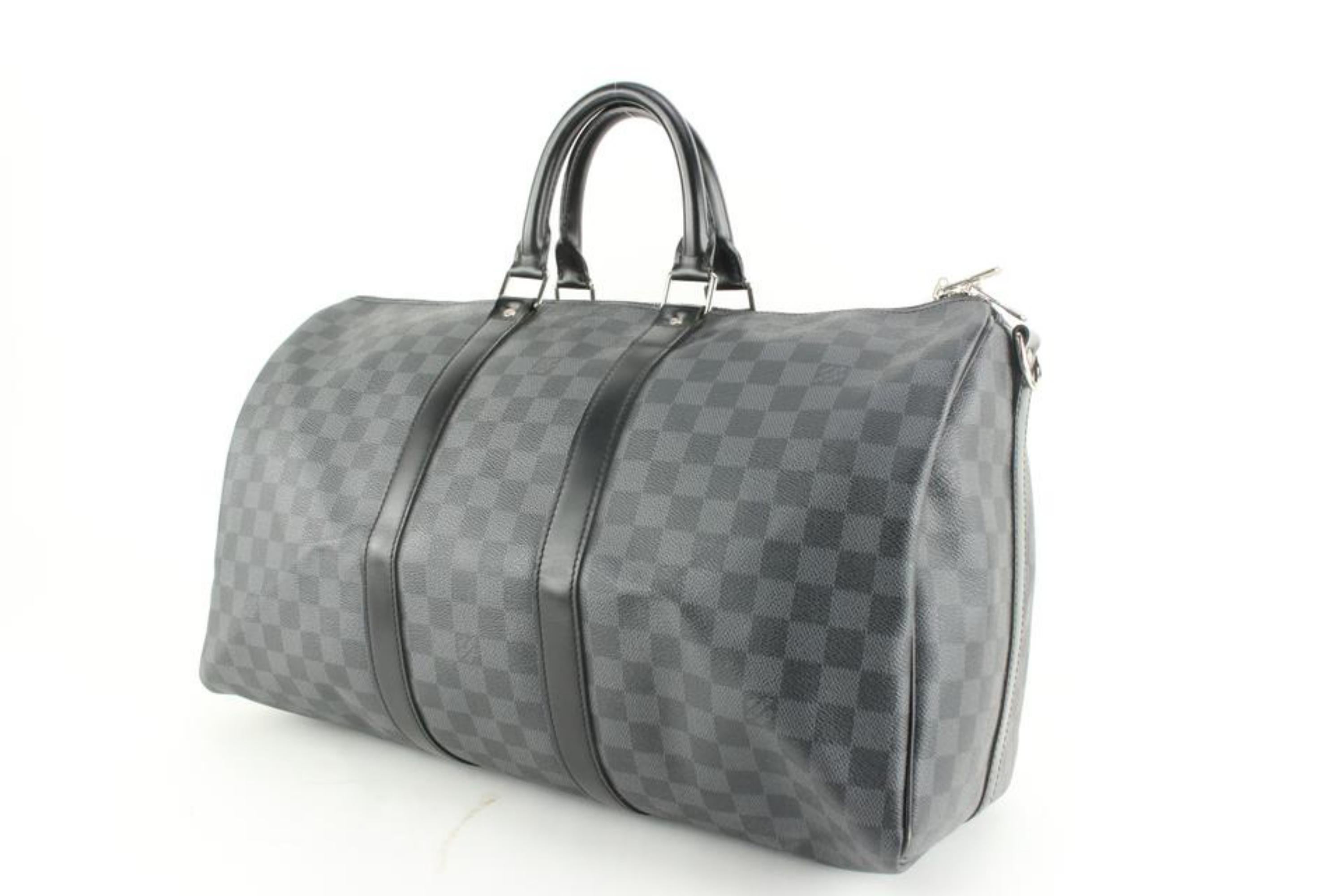 Louis Vuitton Black Damier Graphite Keepall Bandouliere 45 Duffle Bag 4l830a For Sale 5