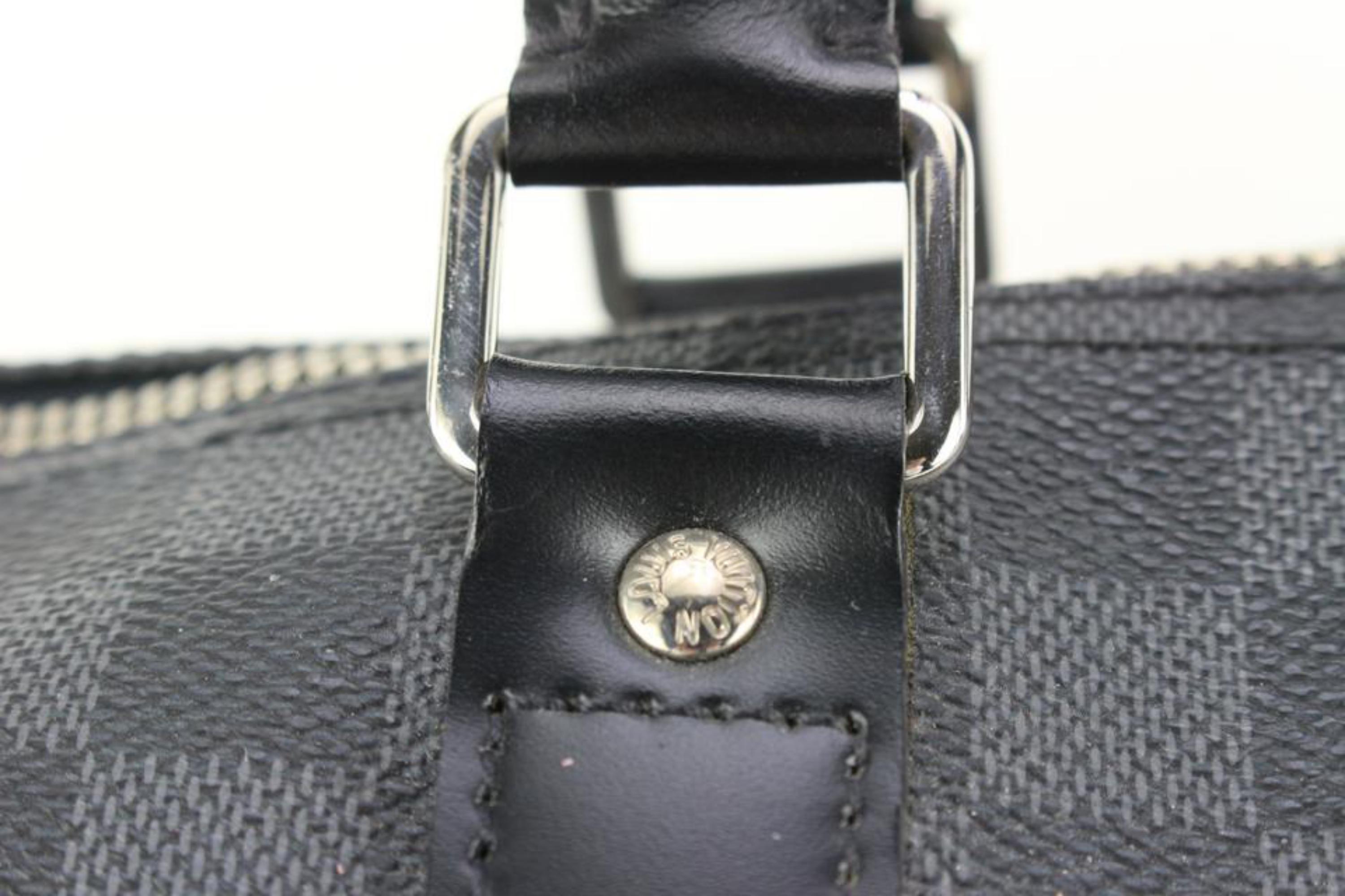 Schwarze Damier Graphit Keepall Bandouliere 45 Duffle Bag 4l830a von Louis Vuitton für Damen oder Herren im Angebot