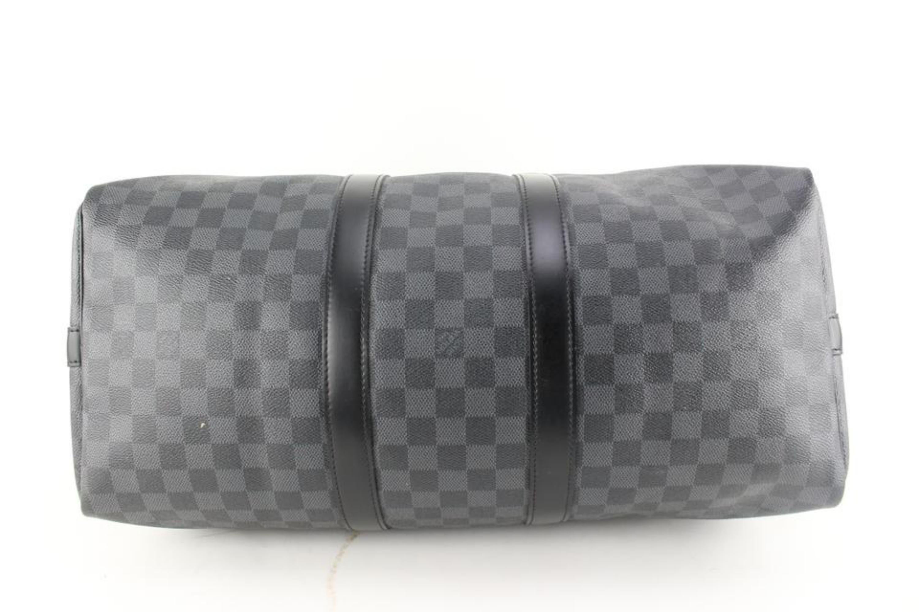 Schwarze Damier Graphit Keepall Bandouliere 45 Duffle Bag 4l830a von Louis Vuitton im Angebot 1