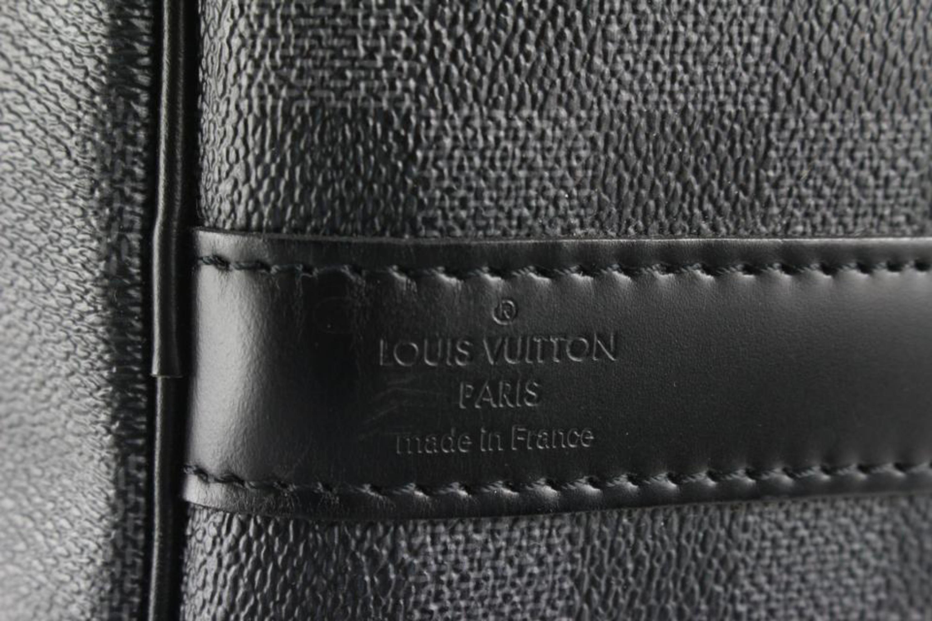 Women's or Men's Louis Vuitton Black Damier Graphite Keepall Bandouliere 45 Duffle Bag 4l830a For Sale