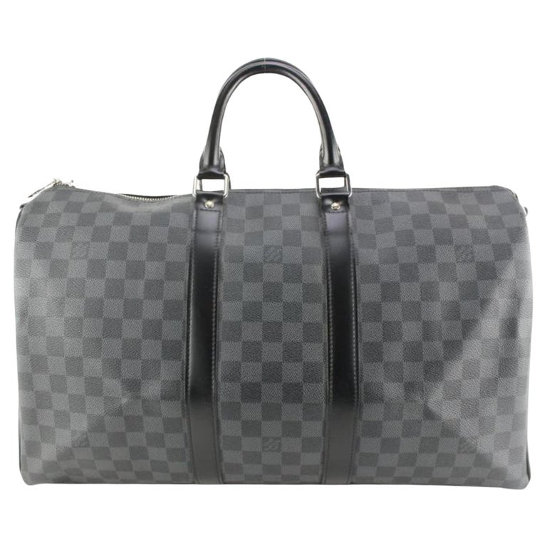Louis Vuitton Black Damier Graphite Keepall Bandouliere 45 Duffle Bag  4l830a For Sale at 1stDibs