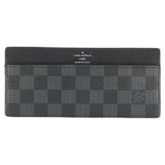 Vintage Louis Vuitton Black Damier Graphite Long Card Holder Wallet case 157lvs430