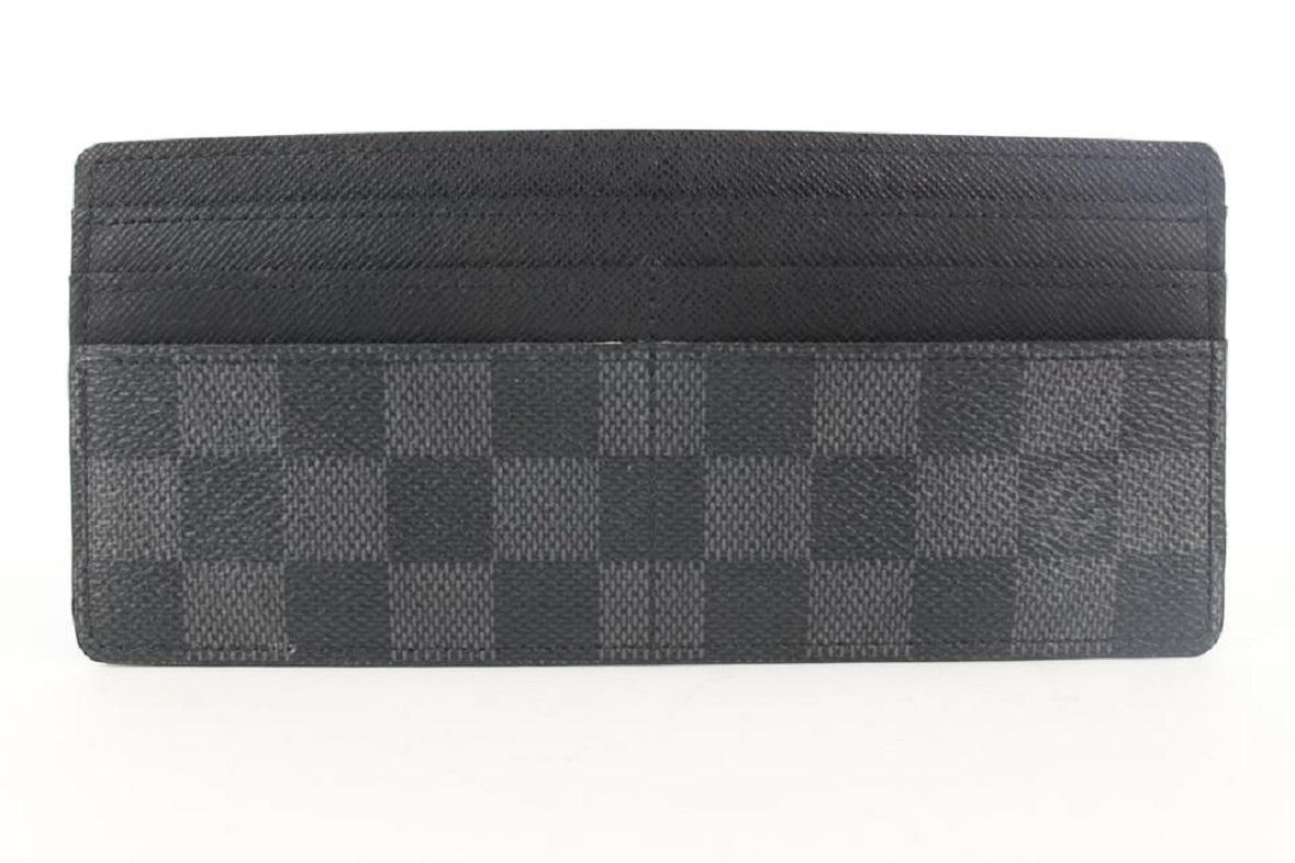 Women's Louis Vuitton Black Damier Graphite Long Card Holder Wallet Case Porte Cartes For Sale