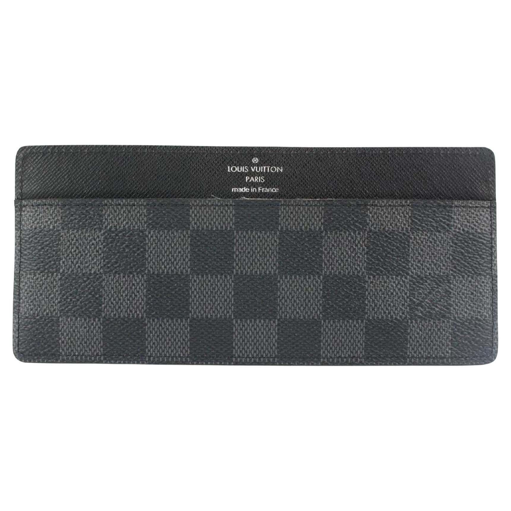 Louis Vuitton Black Damier Graphite Long Card Holder Wallet Case Porte Cartes For Sale