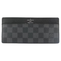 Vintage Louis Vuitton Black Damier Graphite Long Card Holder Wallet Case Porte Cartes