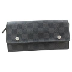 Vintage Louis Vuitton Black Damier Graphite Long Snap Bifold Flap 871169 Wallet