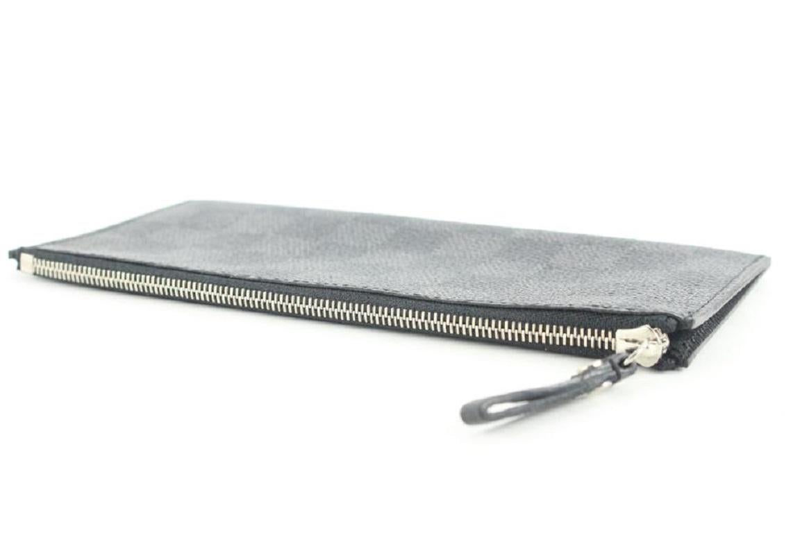 Louis Vuitton Black Damier Graphite Long Zip Pouch Pochette Cles 523lv0 2