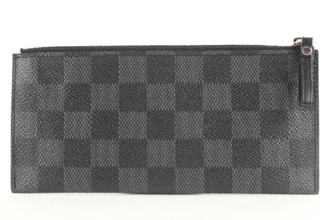 Louis Vuitton Black Damier Graphite Long Zip Pouch Pochette Cles 523lv0 3