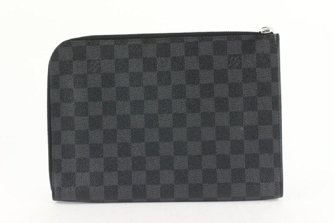 Women's Louis Vuitton Black Damier Graphite Pochette Jour PM Document Bag 574lvs614  For Sale