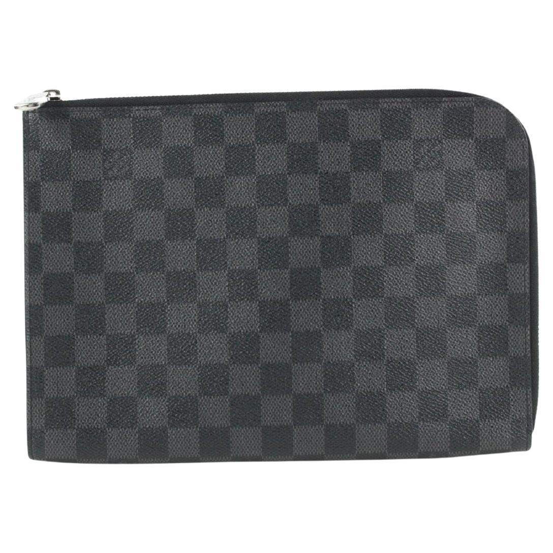 Louis Vuitton Black Damier Graphite Pochette Jour PM Document Bag 574lvs614  For Sale