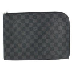 Vintage Louis Vuitton Black Damier Graphite Pochette Jour PM Document Bag 574lvs614 