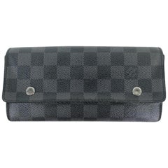 Louis Vuitton Black Damier Graphite Portefeuille Long Modulable Bifold 901lt16