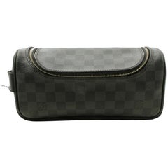 Vintage Louis Vuitton Black Damier Graphite Toiletry Pouch Make Up Pouch 862014