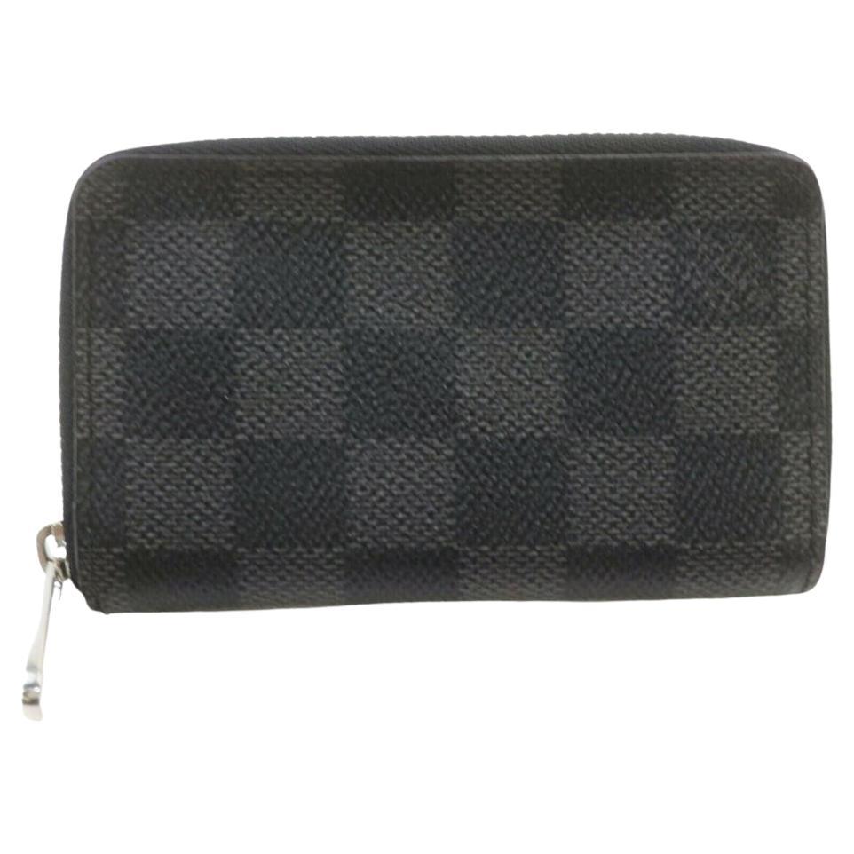 Louis Vuitton Black Damier Graphite Zippy Coin Purse Compact Wallet 861781 For Sale