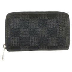 Used Louis Vuitton Black Damier Graphite Zippy Coin Purse Compact Wallet 861781