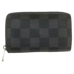 Louis Vuitton Schwarze Damier Graphit Geldbörse mit Reißverschluss Münze Geldbörse Kompakte 861781