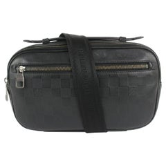 Vintage Louis Vuitton Black Damier Infini Leather Ambler Bum Bag Waist Fanny Pack 