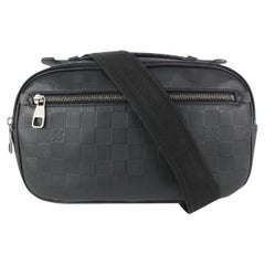 Vintage Louis Vuitton Black Damier Infini Leather Ambler Crossbody Bum Bag 99LV74