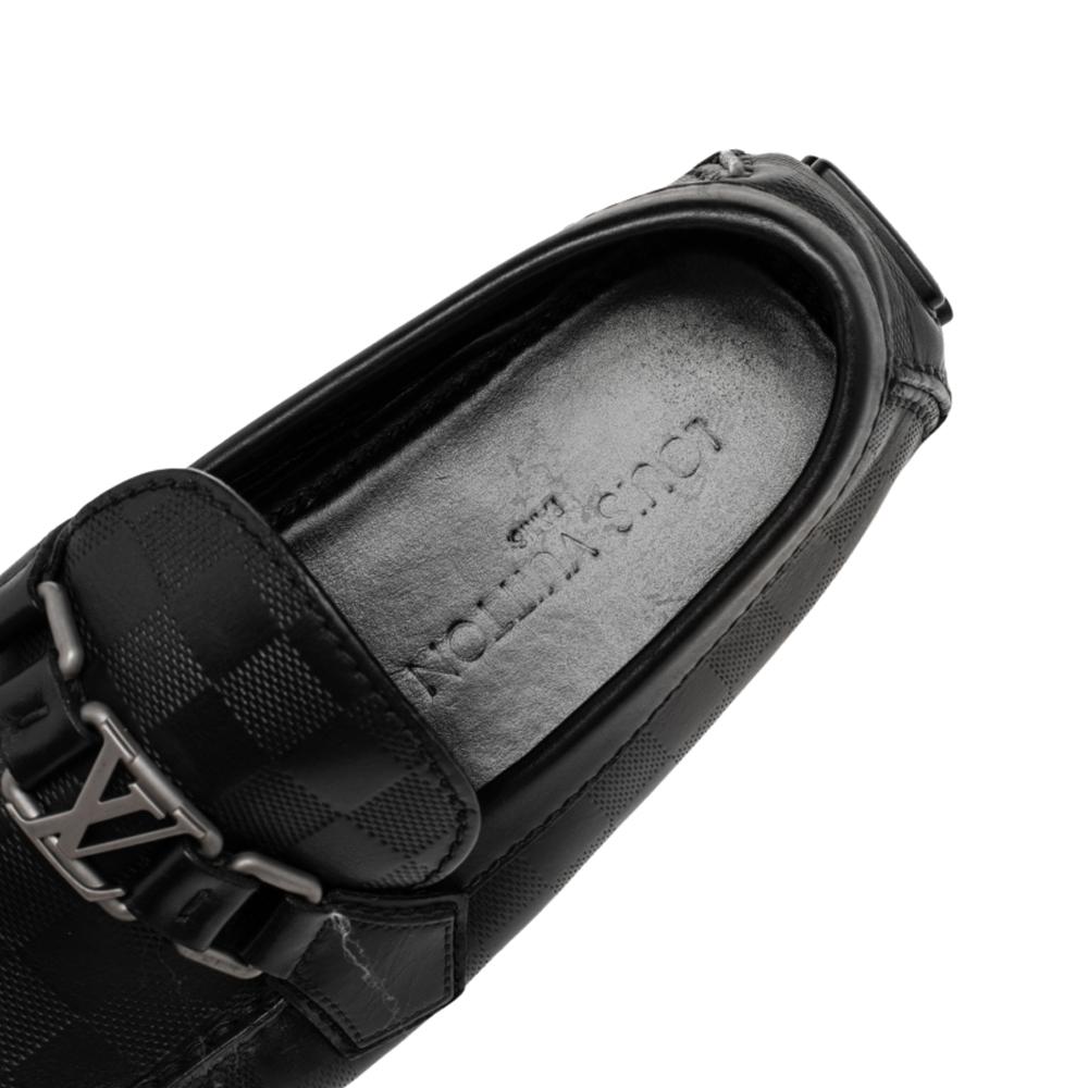 Louis Vuitton Black Damier Infini Leather Hockenheim Slip on Loafers Size 41.5 In Good Condition In Dubai, Al Qouz 2