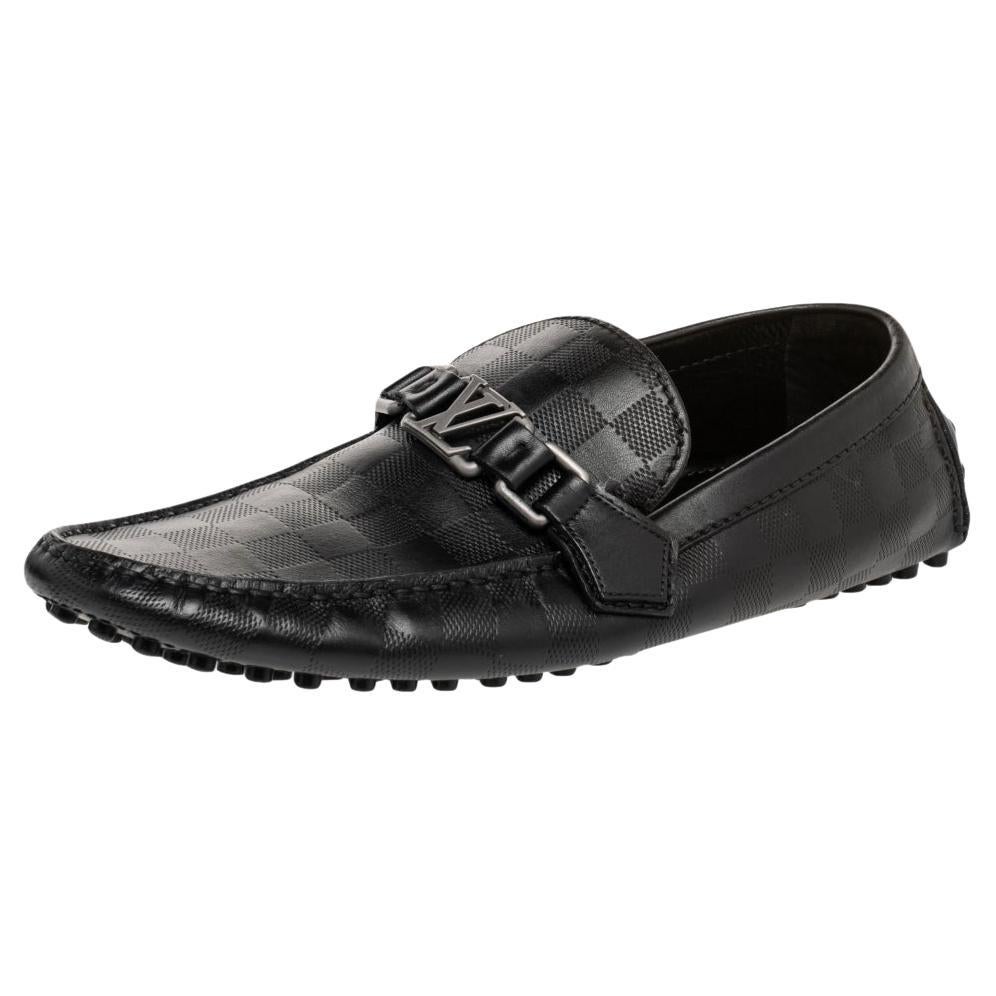 Louis Vuitton Black Damier Infini Leather Hockenheim Slip on Loafers Size 41.5