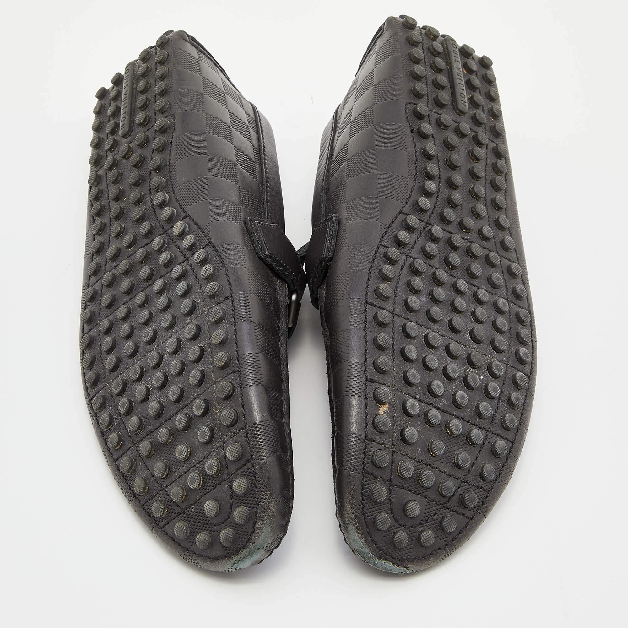Louis Vuitton Black Damier Infini Leather Hockenheim Slip On Loafers Size 42 For Sale 5